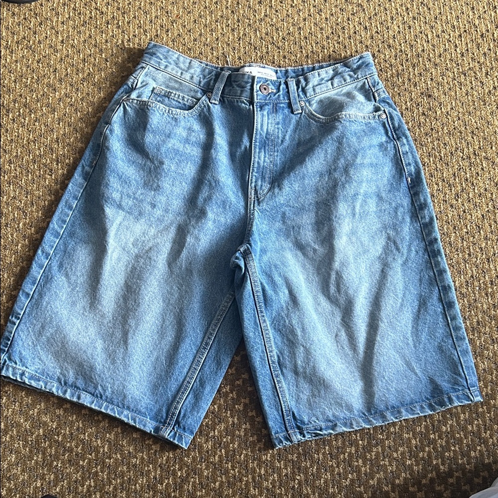 Bershka Light Blue Denim Shorts